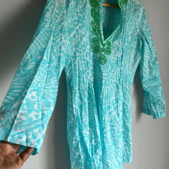 Lilly Pulitzer Sarasota Beaded Tunic Sea Cups Shorely Blue - Picture 7 of 10